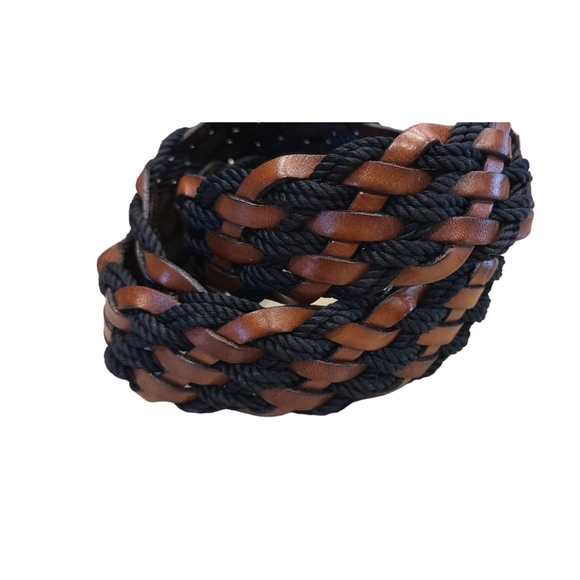 Black & Brown Bullock & Jones Braided Leather Belt Made In Italy Size 38 - Picture 5 of 14